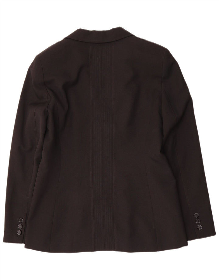 Giacca blazer vintage da donna a 2 bottoni UK 14 grande poliestere nero