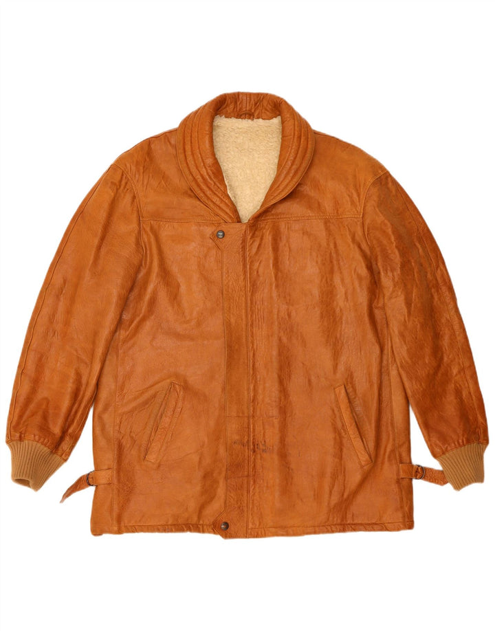 Giacca in pelle sherpa da uomo Liverpool UK 42 XL in pelle marrone