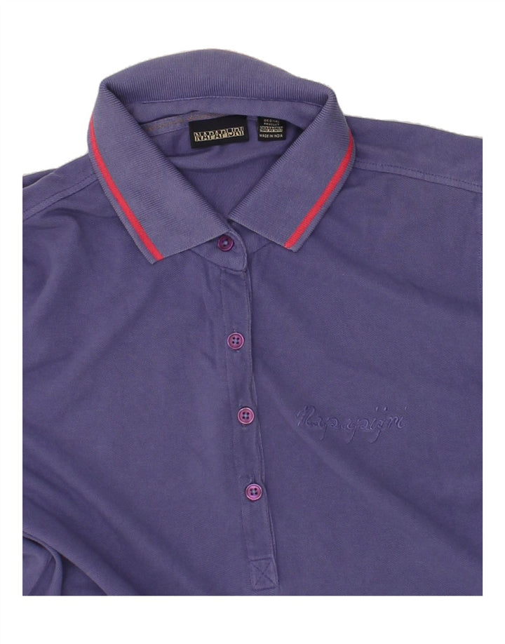 NAPAPIJRI Womens Polo Shirt UK 14 Large Purple Cotton | Vintage Napapijri | Thrift | Second-Hand Napapijri | Used Clothing | Messina Hembry 
