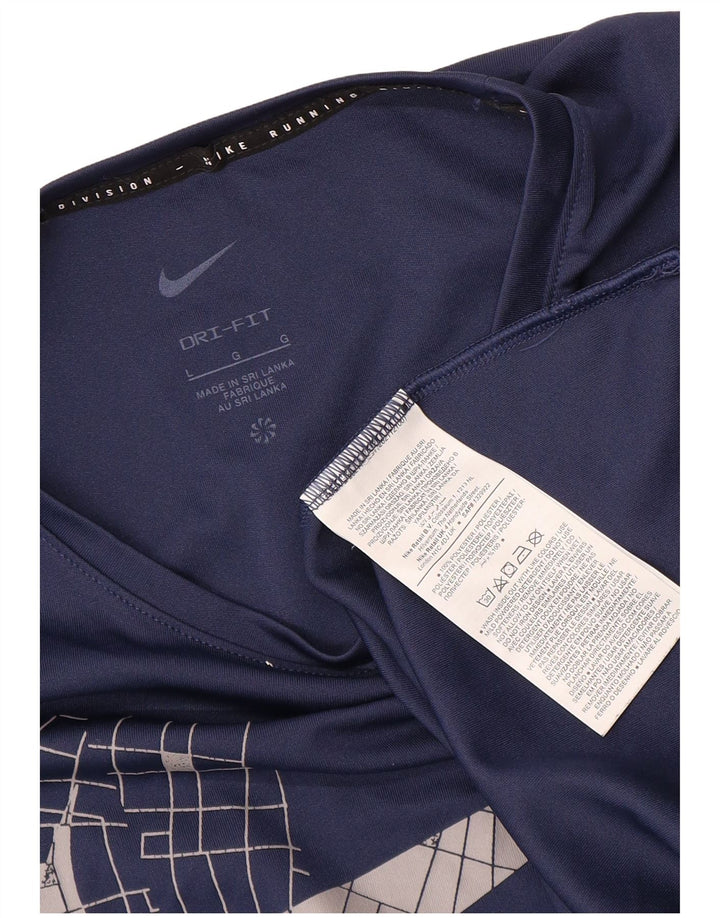 T-shirt grafica da uomo Nike Top Large in poliestere blu navy