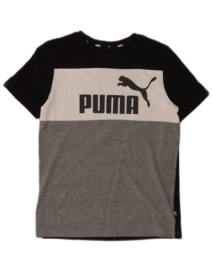 Maglietta grafica Puma da bambino, 11-12 anni, in cotone color block nero