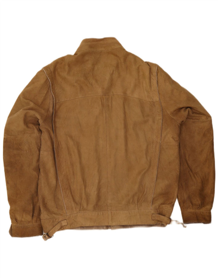 Giacca in pelle vintage da uomo UK 40 grande beige