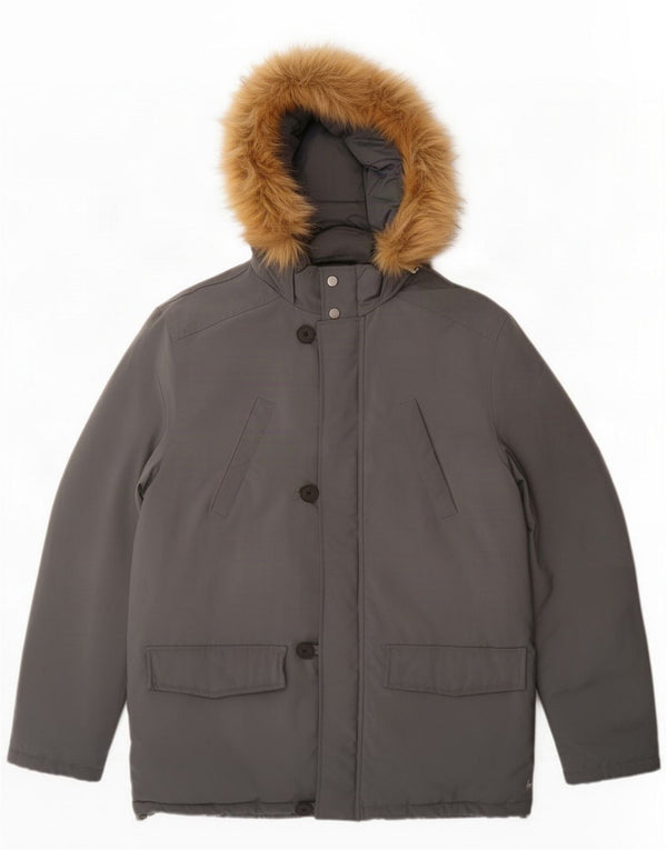 Jack Wills Giacca imbottita con cappuccio da uomo UK 40 Large Grigio Poliestere