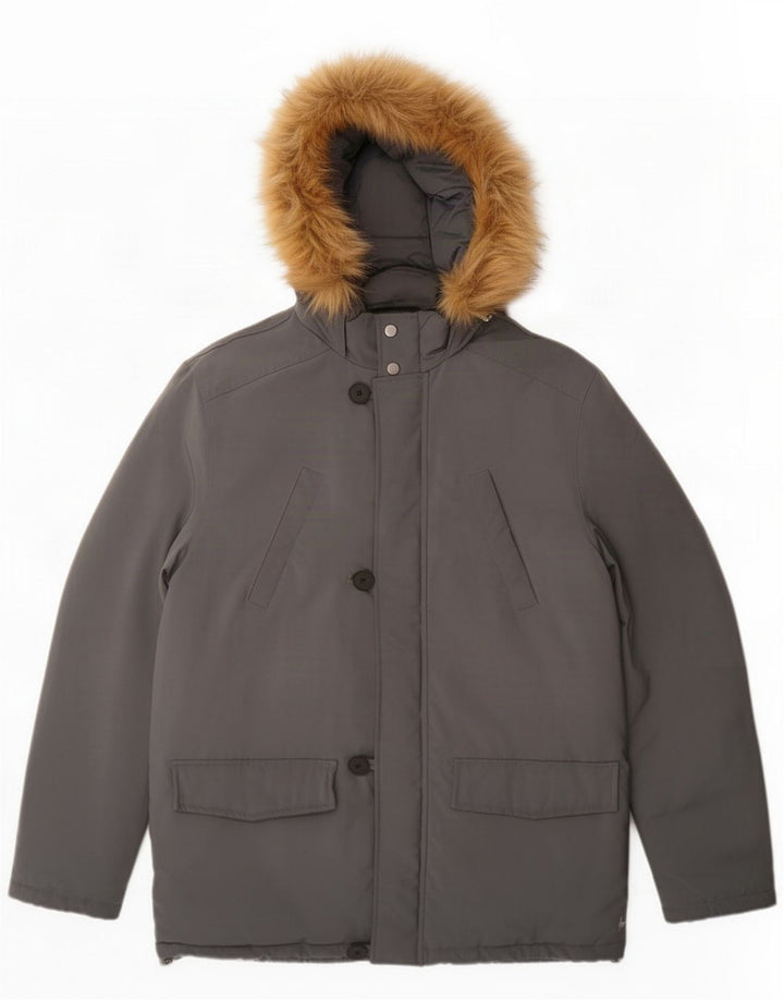 Jack Wills Giacca imbottita con cappuccio da uomo UK 40 Large Grigio Poliestere