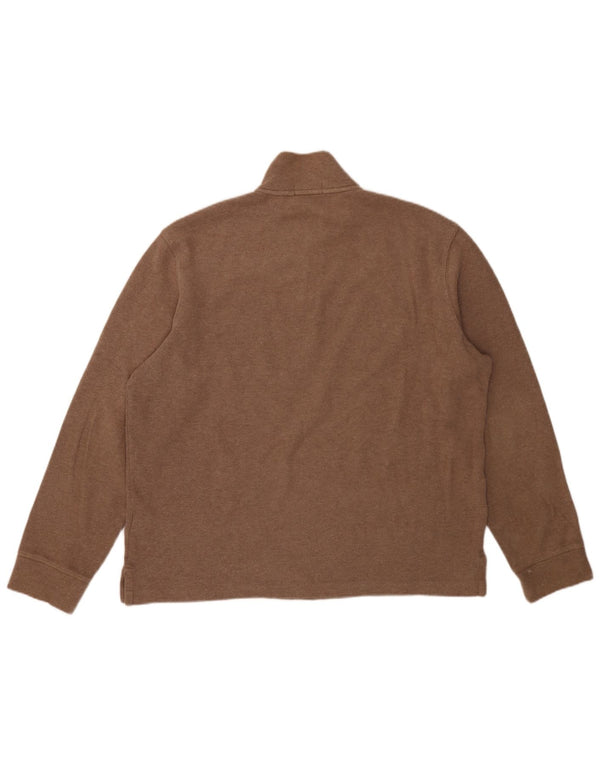 Polo Ralph Lauren Mens Zip Neck Jumper Sweater Large Brown Cotton