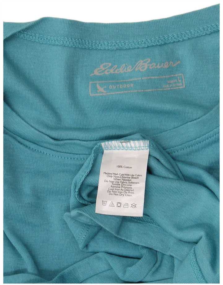 Maglietta da donna a maniche lunghe Eddie Bauer UK 14 grande cotone blu