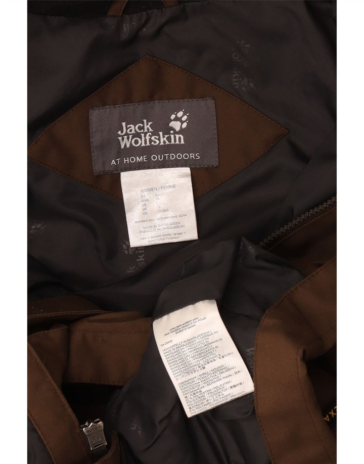 Giacca a vento con cappuccio da donna Jack Wolfskin UK 16 grande poliestere marrone