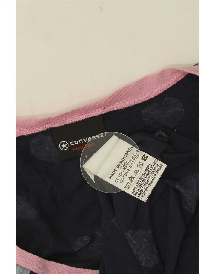 Converse T-shirt da donna con motivo astratto Top UK 12 Medium Navy Blue Heart