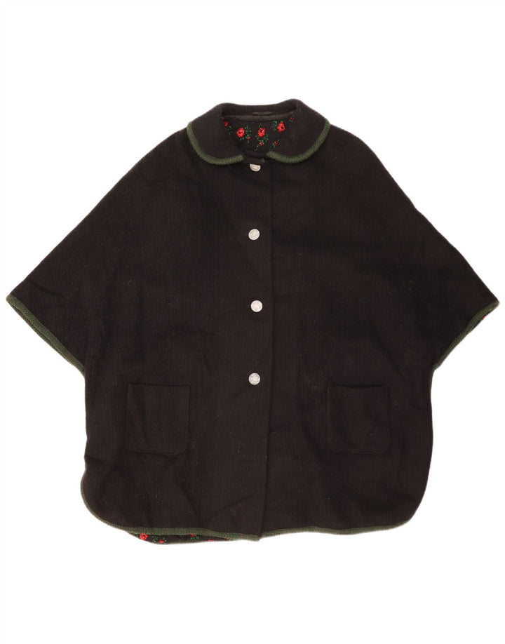 Cappotto a mantella vintage da donna, taglia unica, nero