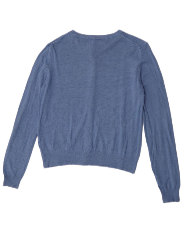 Maglione cardigan corto da donna Marks & Spencer UK 10 piccolo viscosa blu