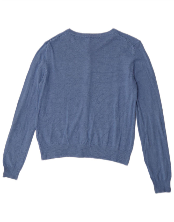Maglione cardigan corto da donna Marks & Spencer UK 10 piccolo viscosa blu