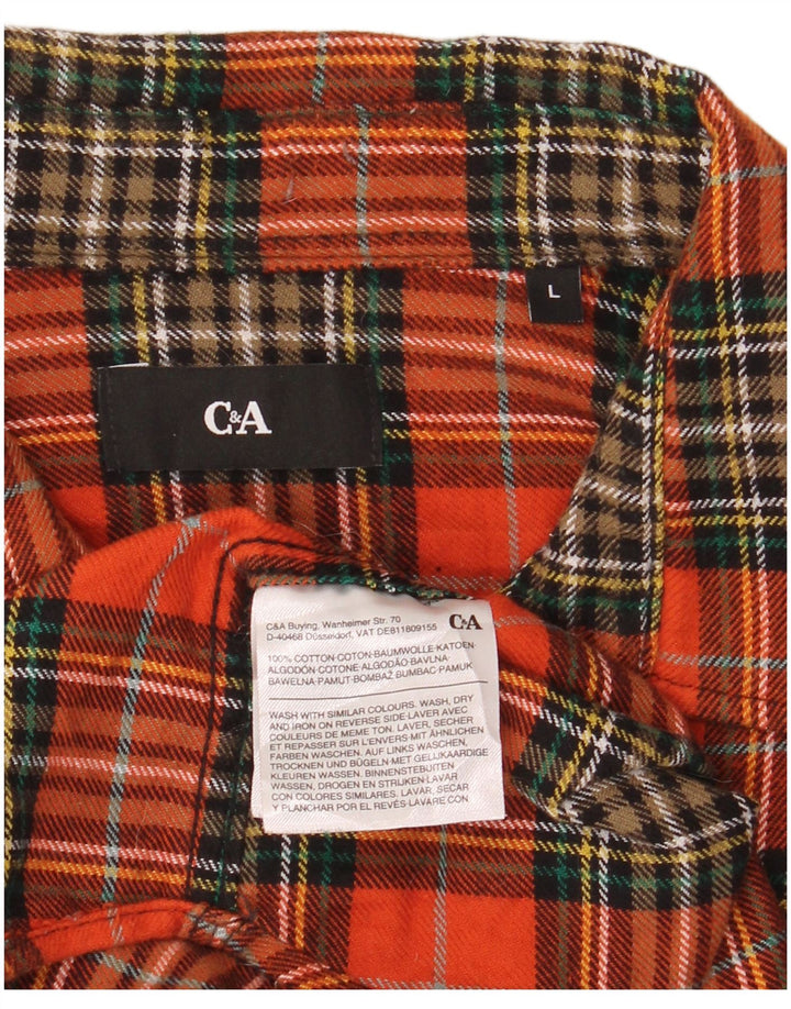 Camicia da uomo in flanella C&A, cotone a quadri rossi grandi