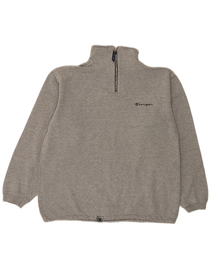CHAMPION Felpa da uomo con collo con zip, maglione grande, cotone grigio