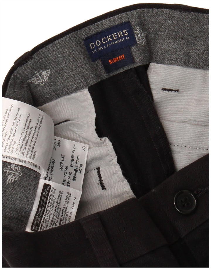 DOCKERS Pantaloni chino slim fit da uomo W29 L29 cotone nero