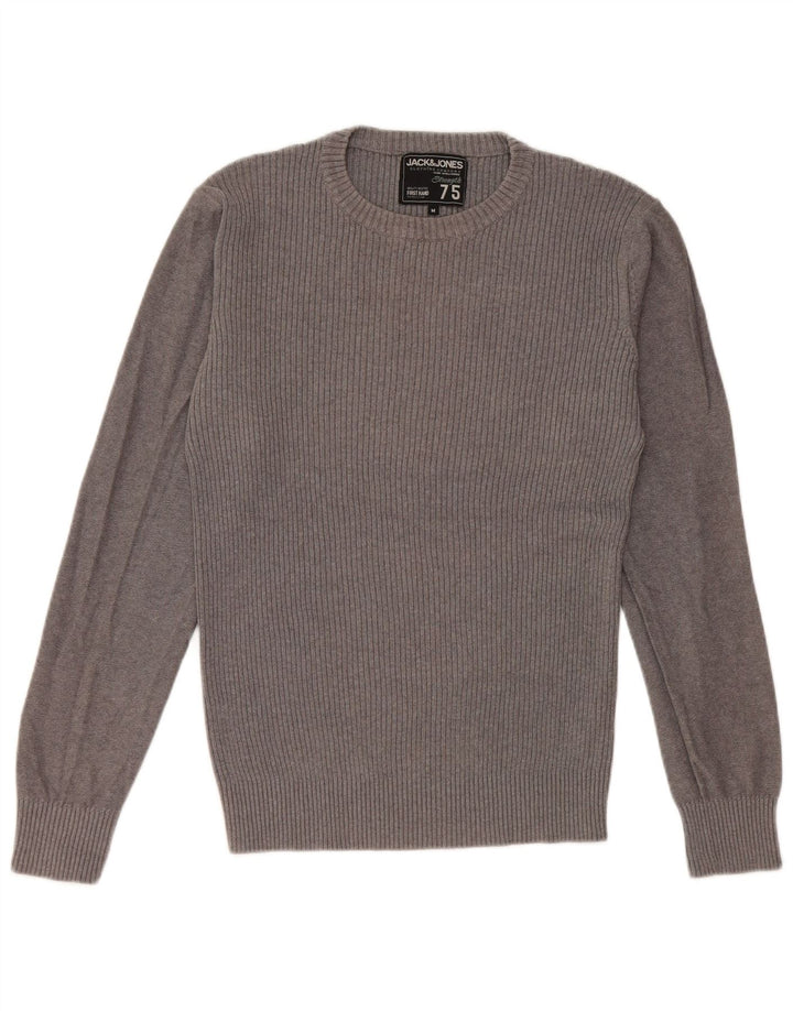JACK & JONES maglione maglione girocollo con grafica da uomo in cotone grigio medio