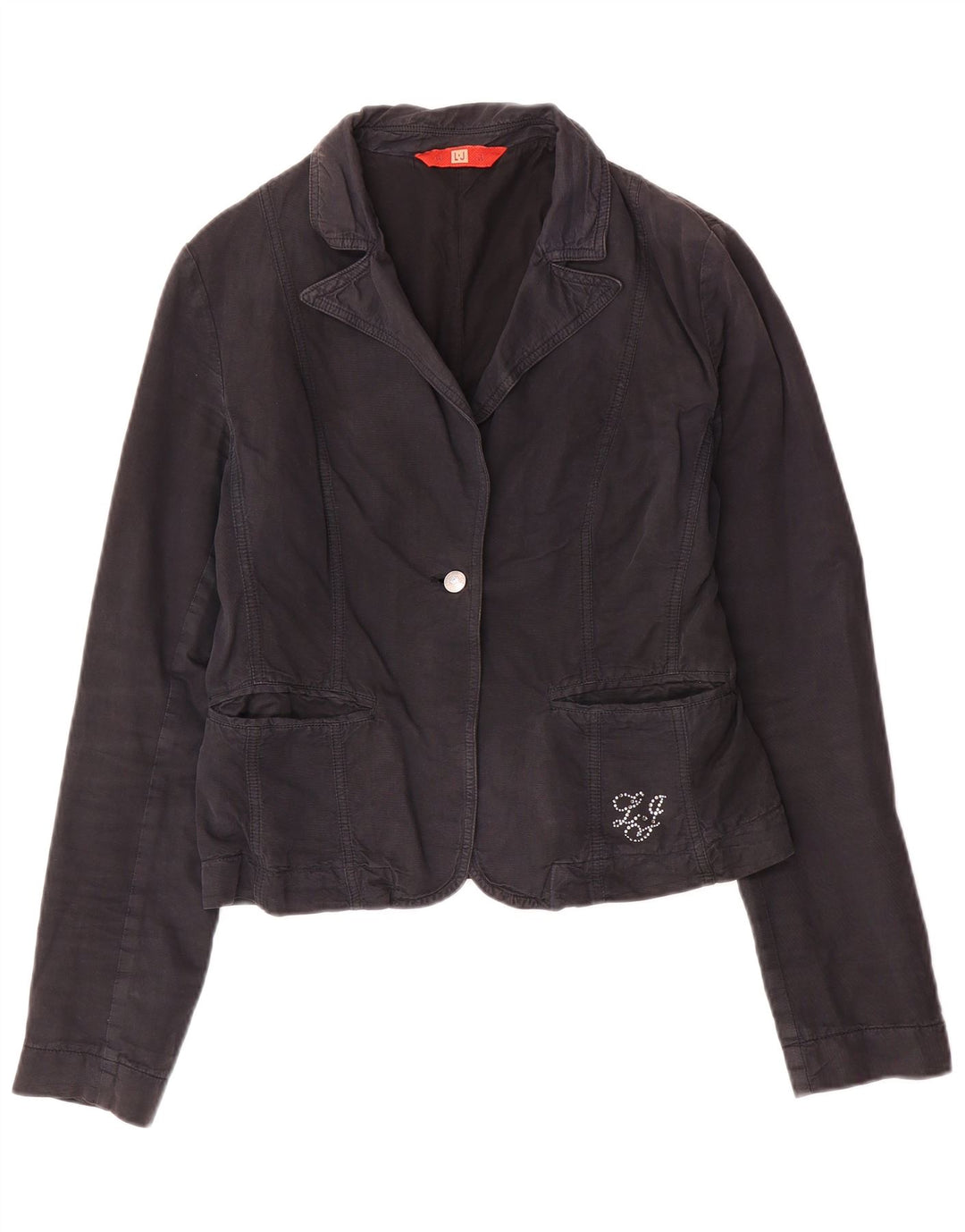 Giacca Blazer 1 Bottone Donna Liu Jo IT 46 Large Blu Navy Cotone
