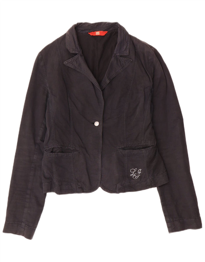 Giacca Blazer 1 Bottone Donna Liu Jo IT 46 Large Blu Navy Cotone