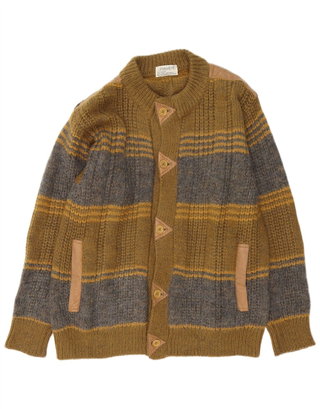 Maglione Cardigan Uomo Schiatti&Co Mohair Colorblock Verde Medio