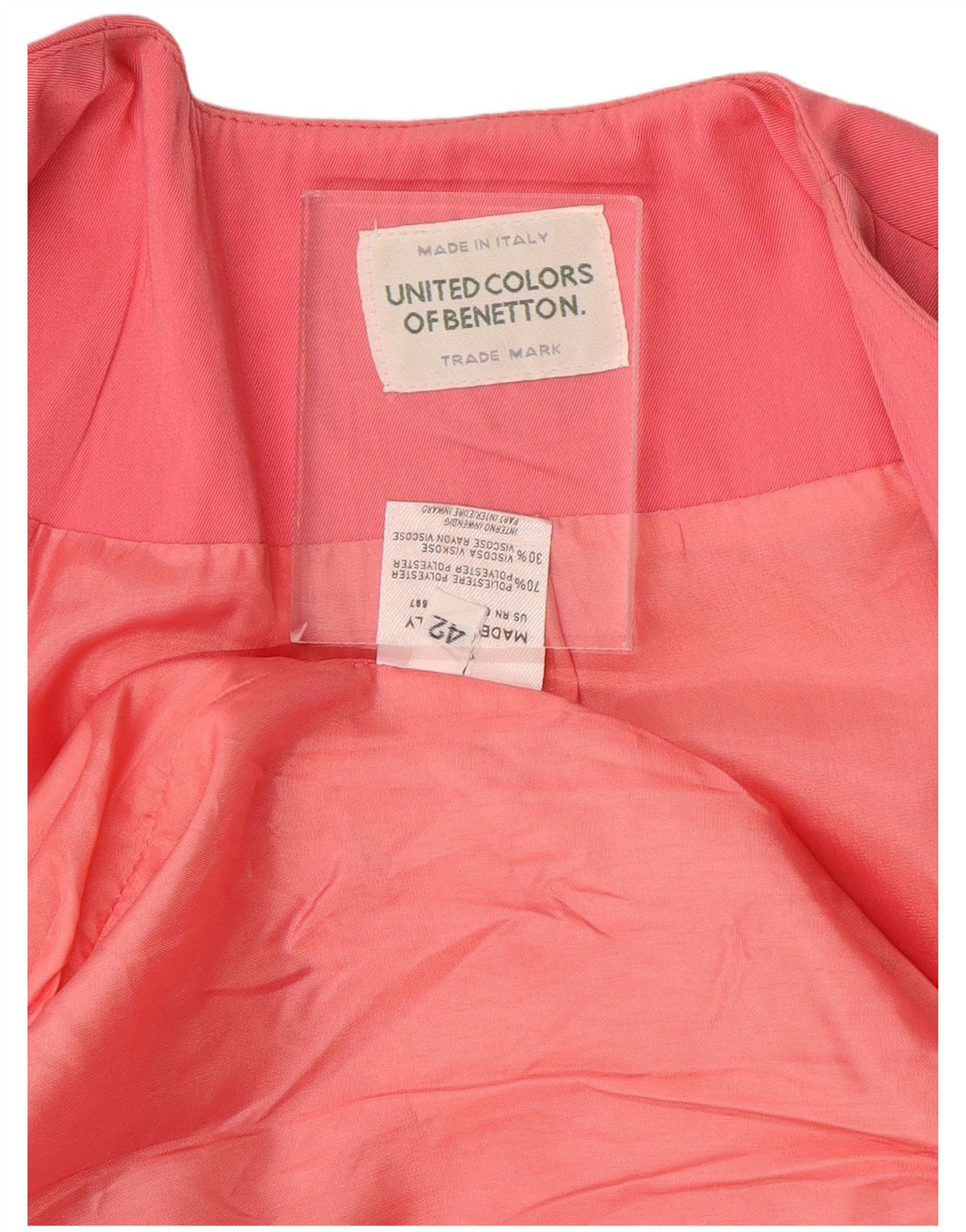 Giacca blazer da donna a 1 bottone BENETTON IT 42 poliestere rosa medio