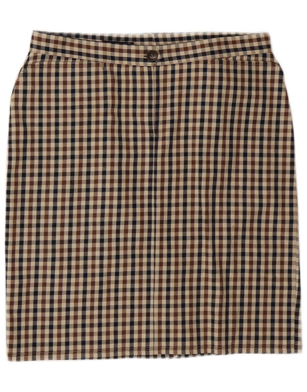 AQUASCUTUM Womens Straight Skirt UK 14 Medium W32 Beige Gingham