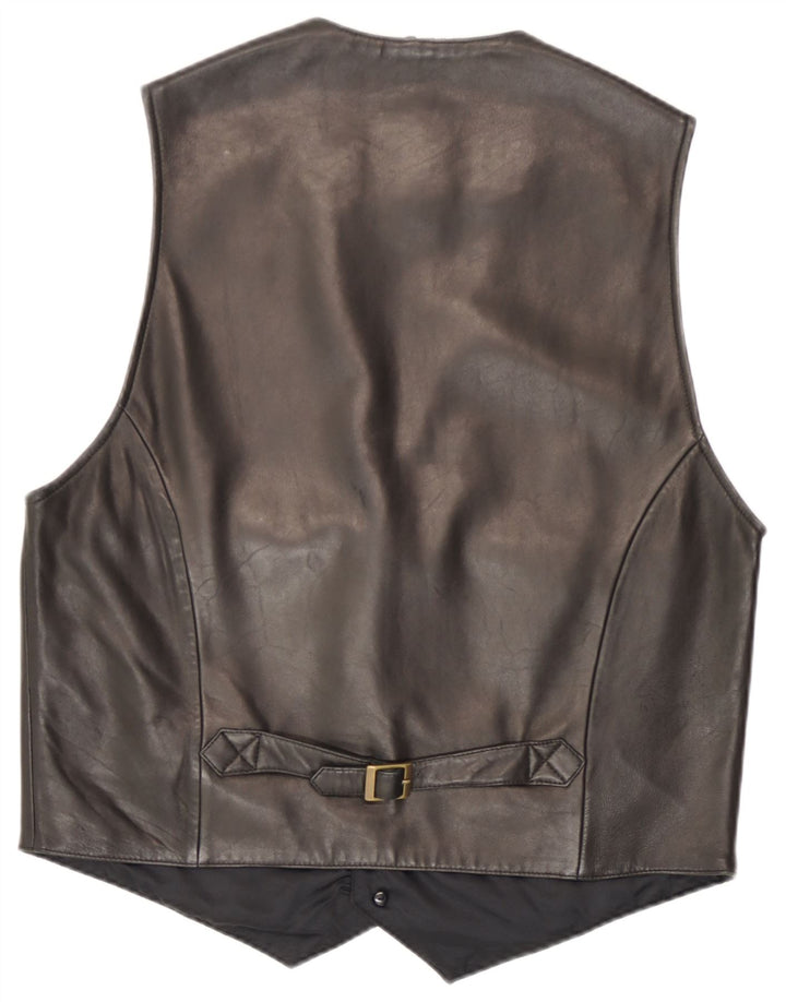 Gilet in Pelle Uomo Trapper IT 48 Medio Pelle Nera
