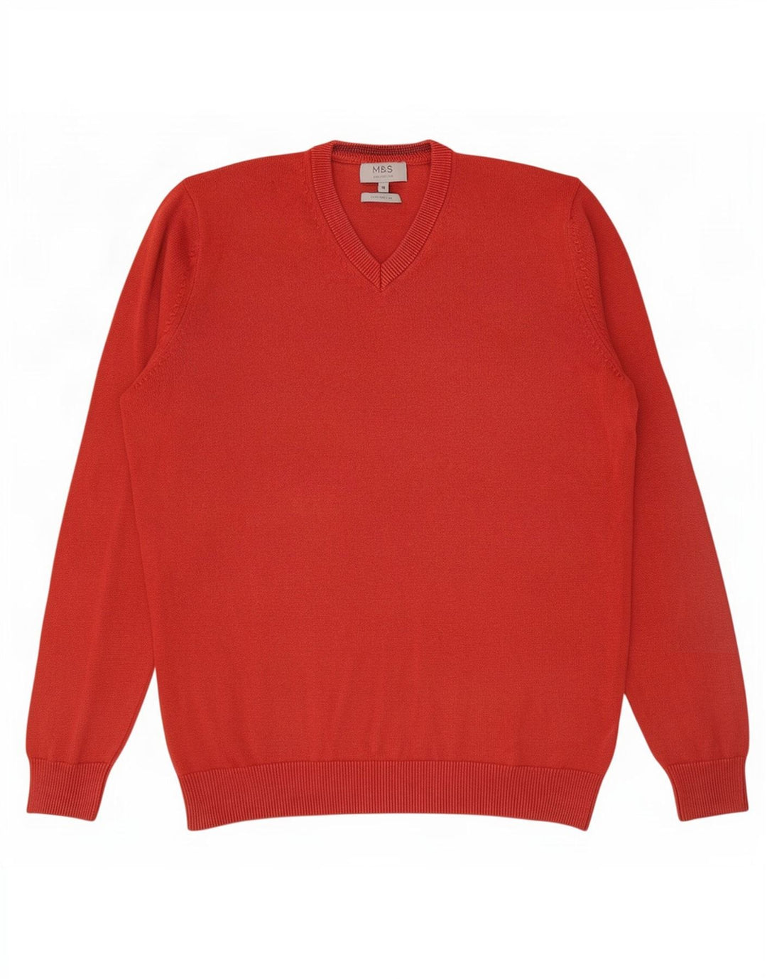 Maglione da uomo con scollo a V Marks & Spencer in cotone rosso medio