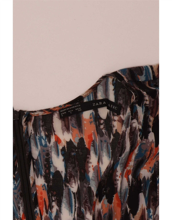 Top tunica a maniche a 3/4 da donna con motivo astratto Zara UK 14 grande multicolore