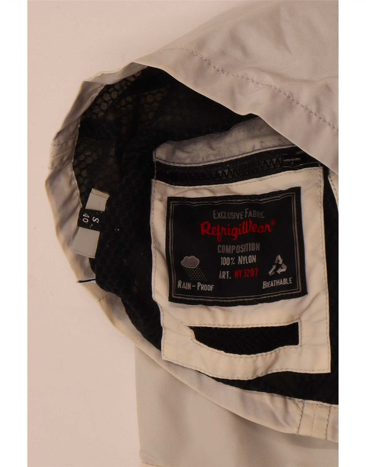 Giacca antipioggia da donna Refrigiwear UK 10 piccola in nylon bianco sporco