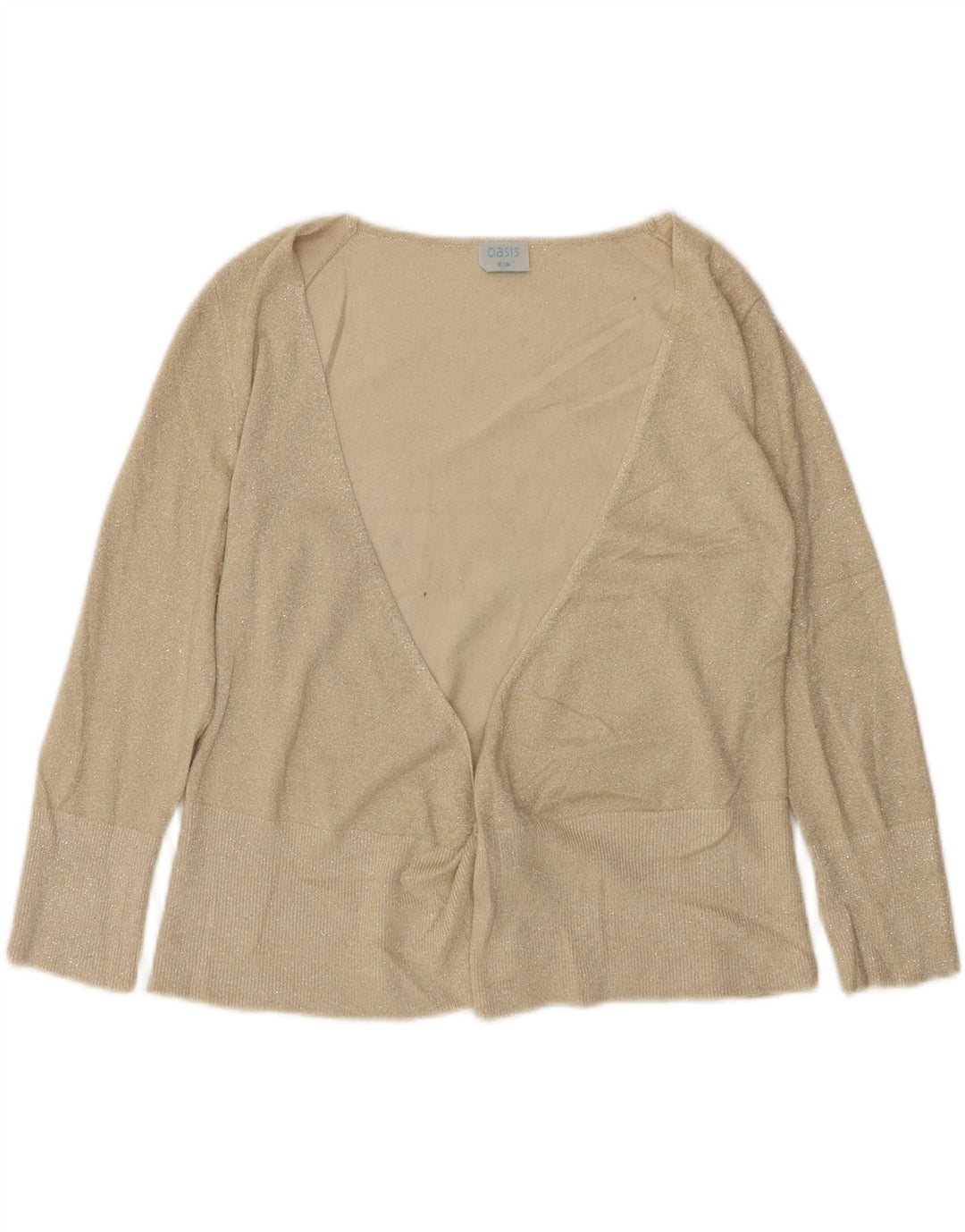 Maglione cardigan aperto da donna Oasis UK 10 piccolo viscosa beige