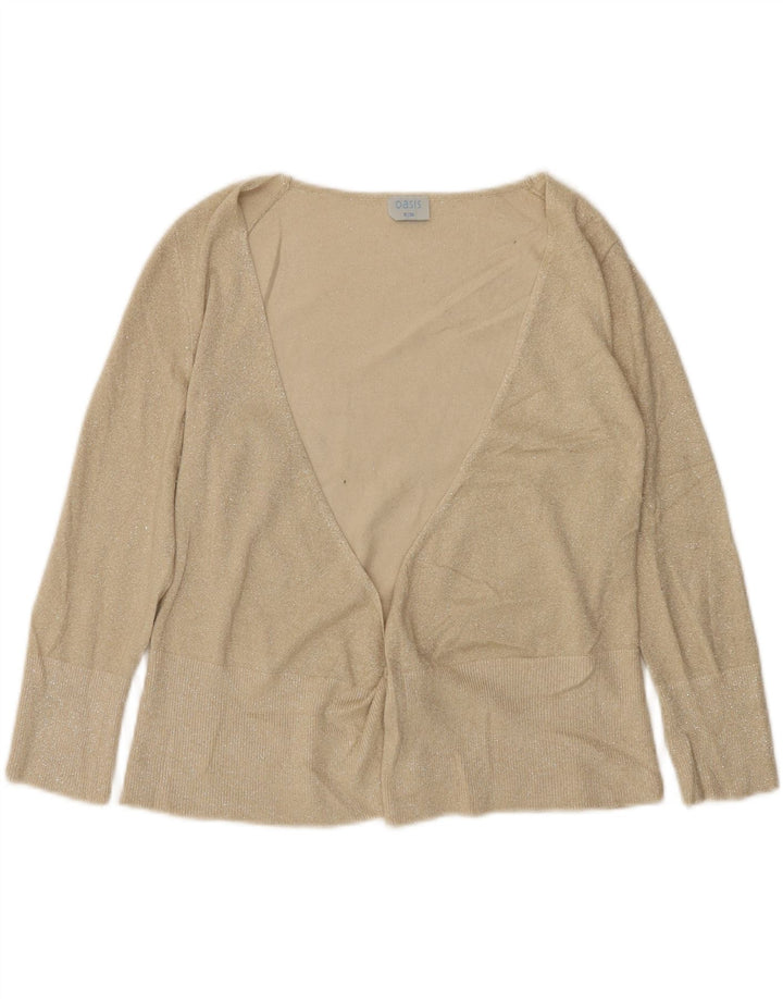 Maglione cardigan aperto da donna Oasis UK 10 piccolo viscosa beige