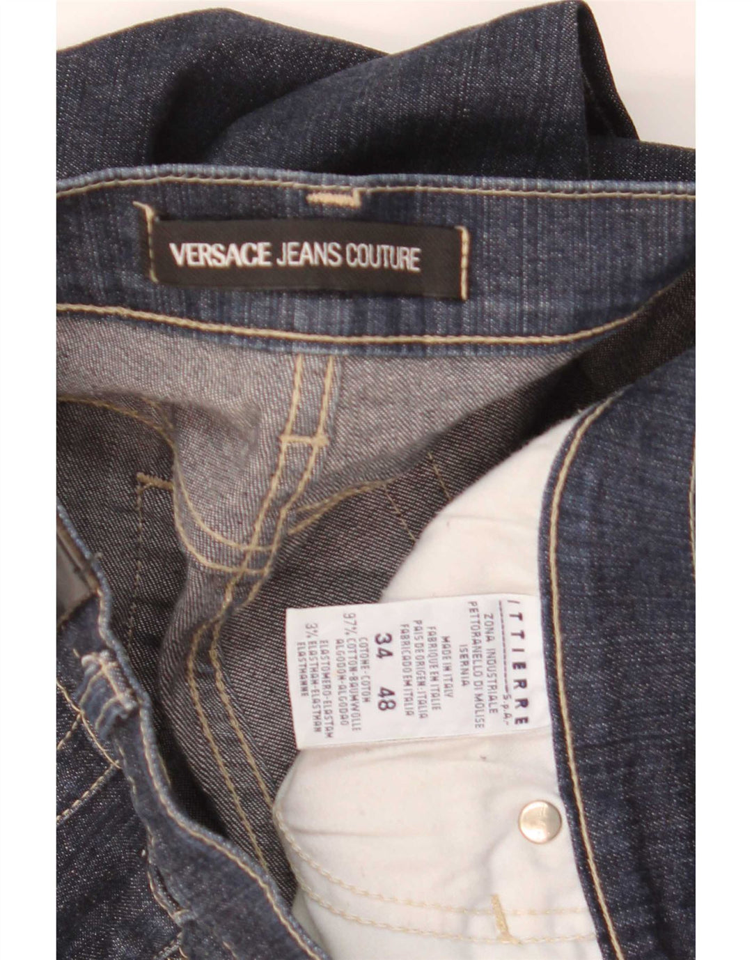 Versace Jeans dritti da uomo Ittierre W34 L30 cotone blu navy