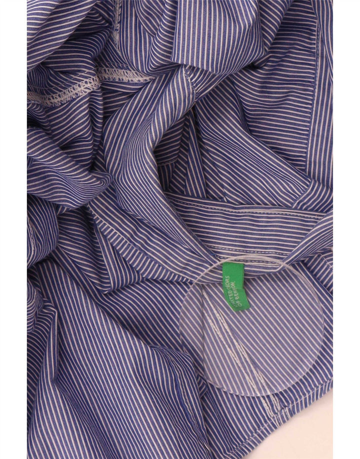 Camicia Benetton Uomo Gessato Blu Medio