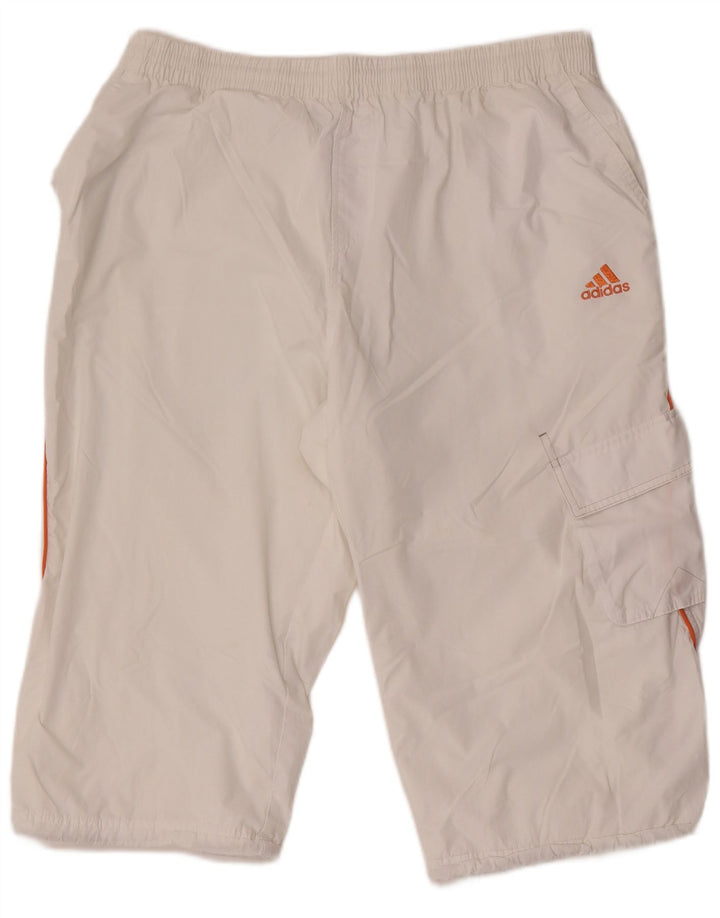 Pantaloni Adidas Cargo Capri dritti da uomo XL W36 L19 poliestere bianco