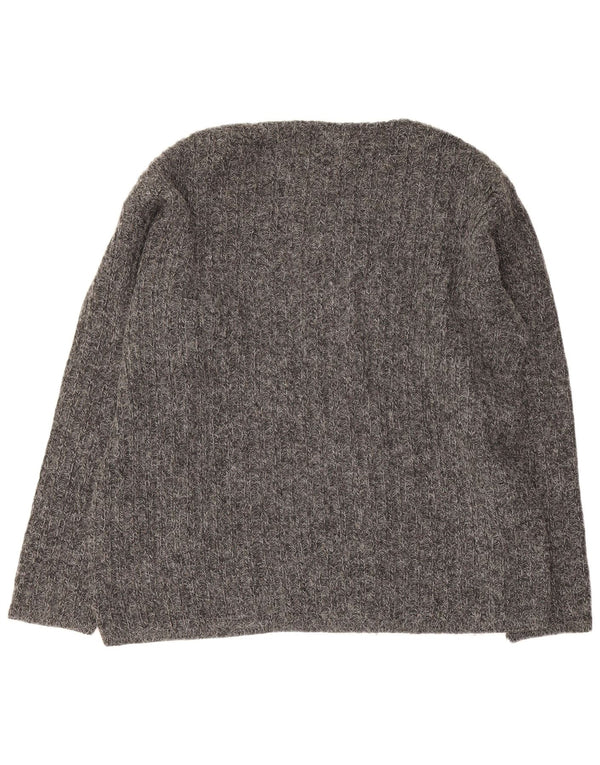 Maglione da uomo con scollo a V Rifle, grande, in acrilico grigio