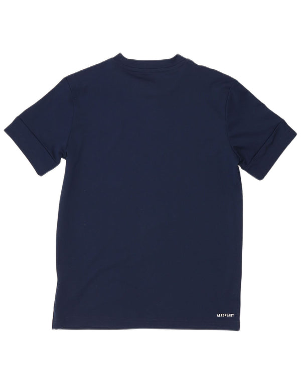 T-shirt grafica Adidas Aeroready da ragazzo, 11-12 anni, in poliestere blu navy