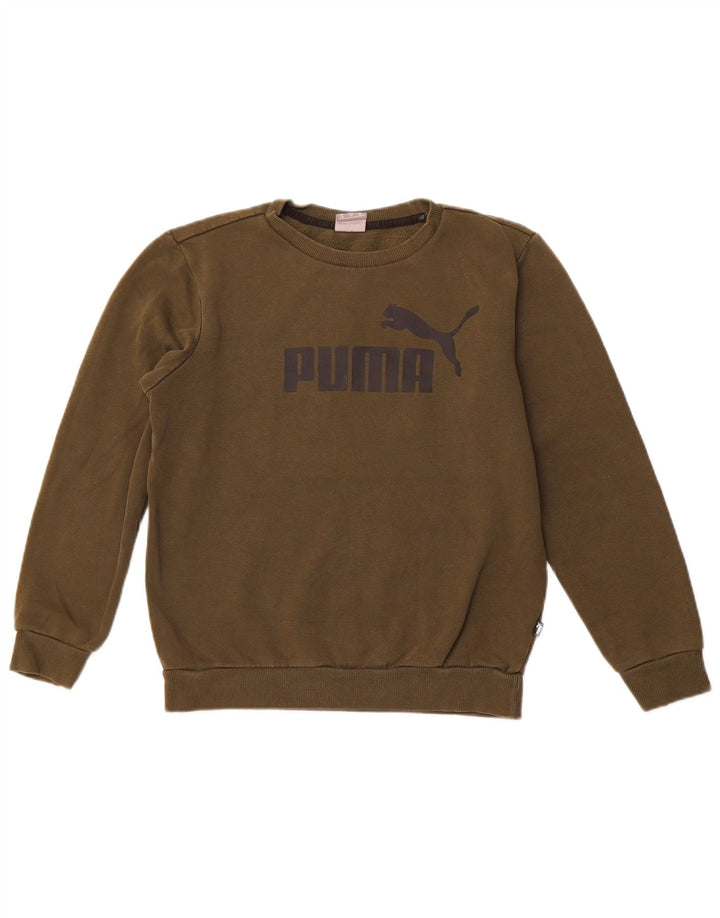 Felpa con grafica PUMA da uomo, maglione XS, cotone kaki