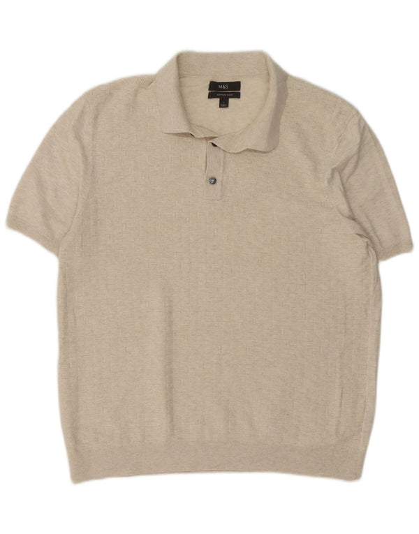 Marks & Spencer Maglione da uomo con collo a polo grande beige geometrico