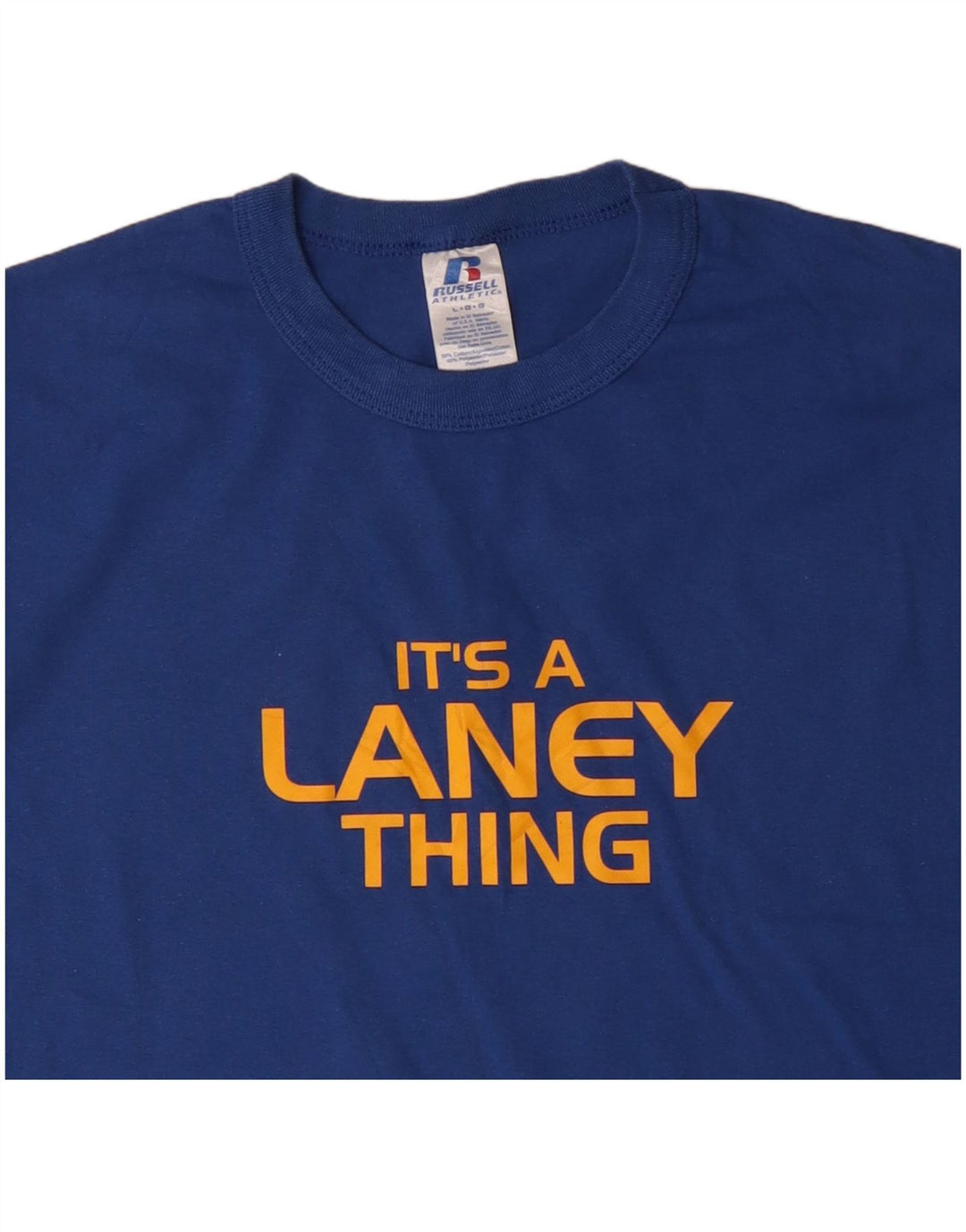 RUSSELL ATHLETIC Mens Graphic T-Shirt Top Large Blue Cotton