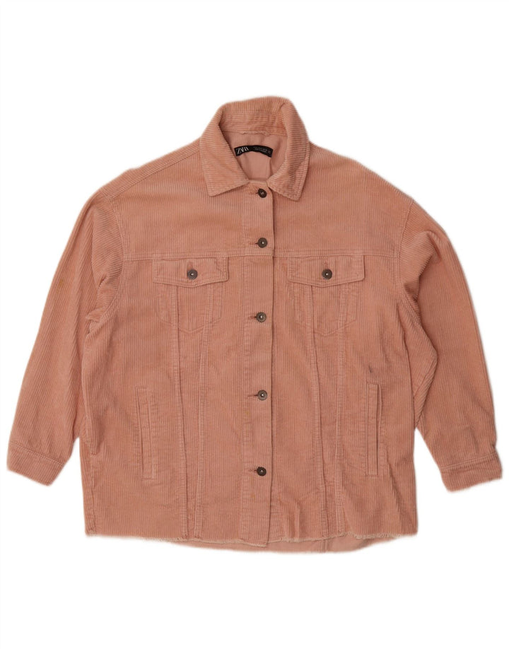 Giacca da donna oversize in velluto a coste Zara UK 10 piccola in cotone rosa