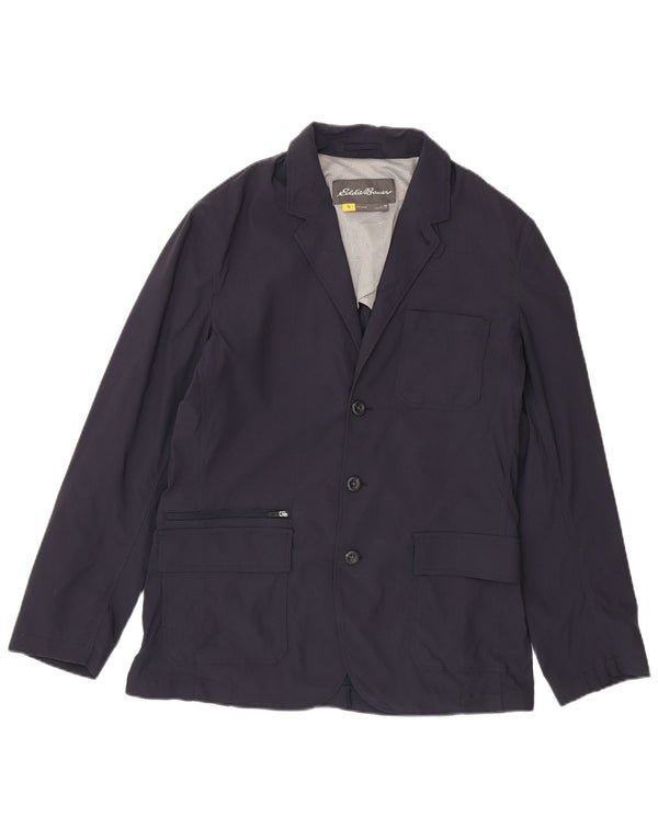 EDDIE BAUER Giacca blazer a 3 bottoni da uomo UK 40 Large in nylon blu navy