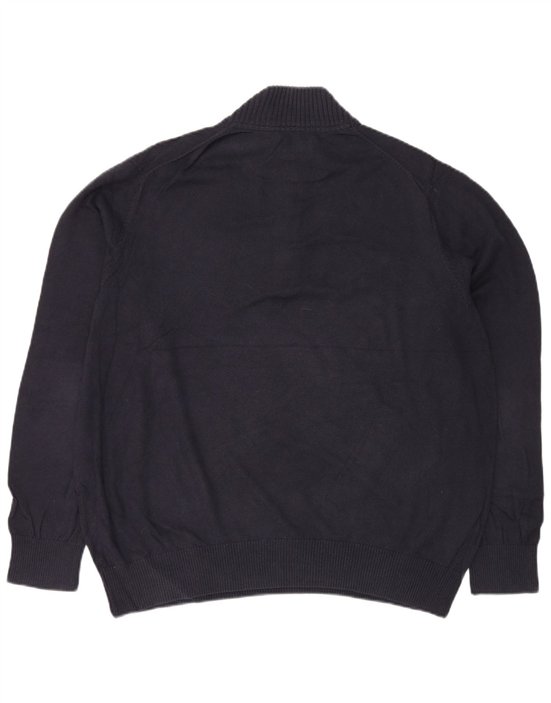 EDDIE BAUER Maglione da uomo con zip e collo XL in cotone blu navy