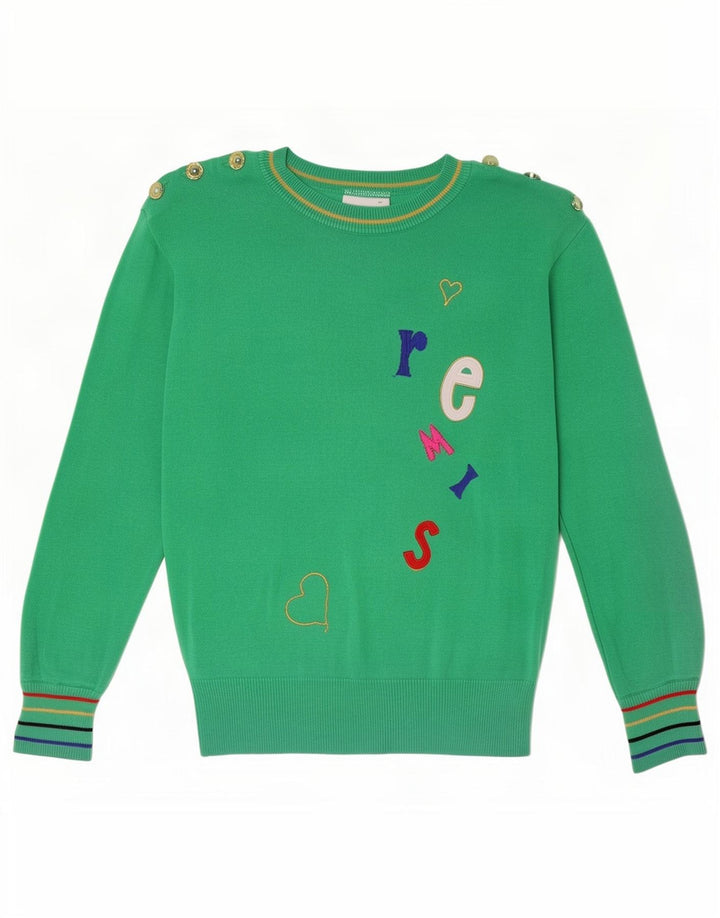 Maglione maglione girocollo con grafica da donna Basler UK 14 Verde medio