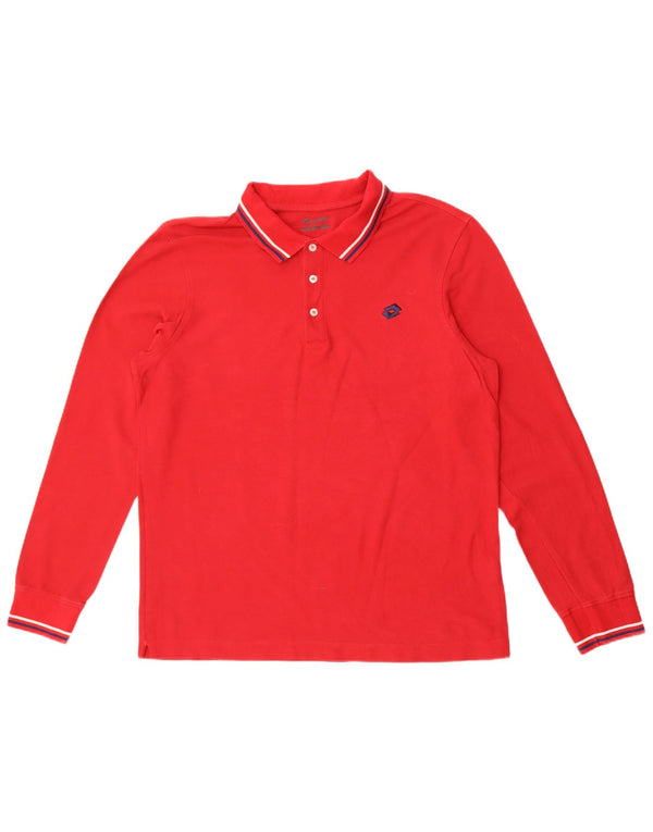 Polo da uomo a maniche lunghe Lotto Large in cotone rosso