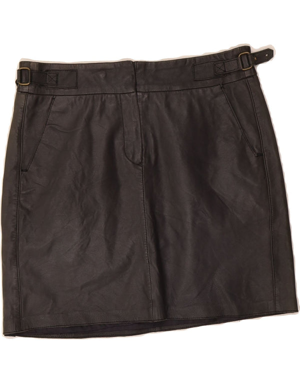 KOOKAI Womens Mini Leather Skirt EU 40 Medium W32 Navy Blue Leather
