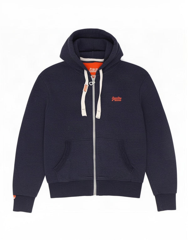 Maglione con cappuccio e zip da uomo Superdry 2XL cotone blu navy