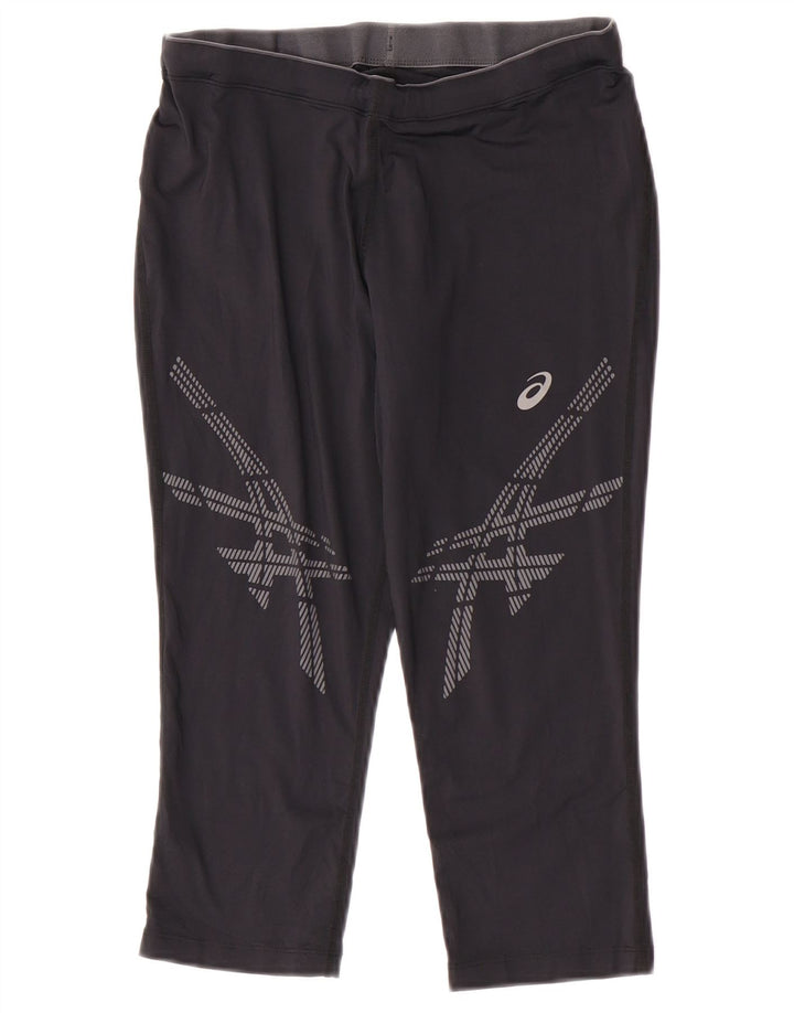 Pantaloni da tuta Asics Graphic Capri da donna UK 12 Medium Nero Poliammide