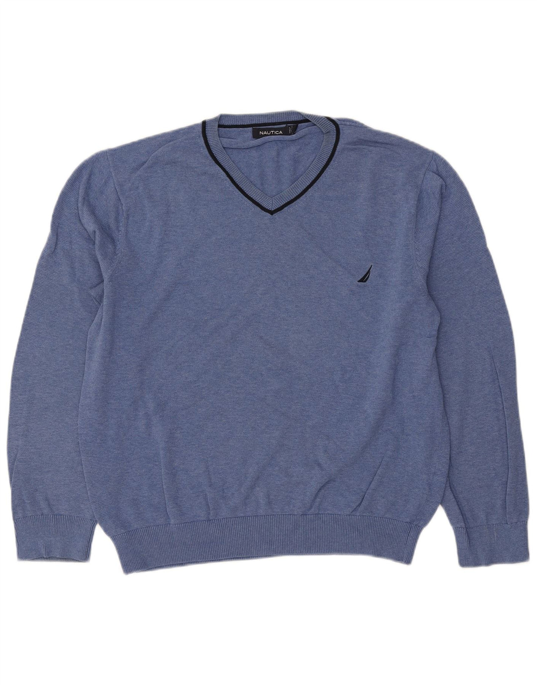 Maglione da uomo con scollo a V Nautica, grande cotone blu