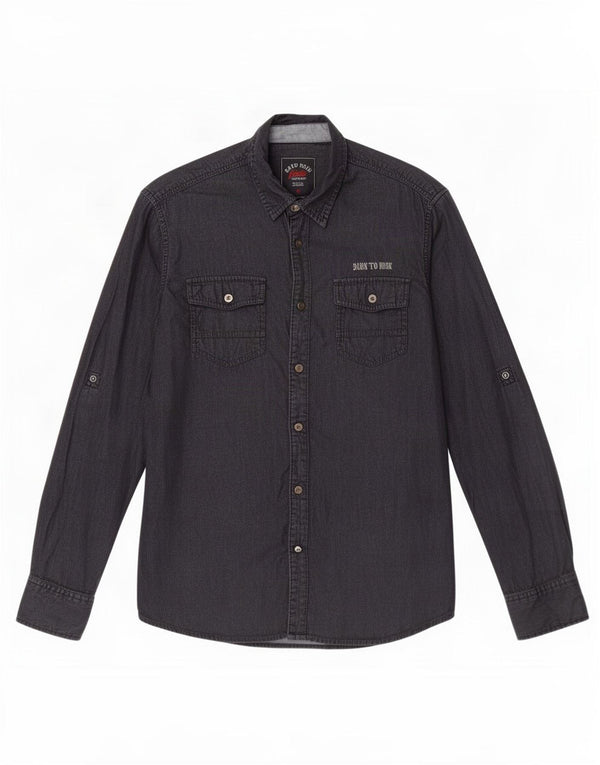 Camicia di jeans da uomo dell'Hard Rock Cafe Guitar Company, cotone nero medio