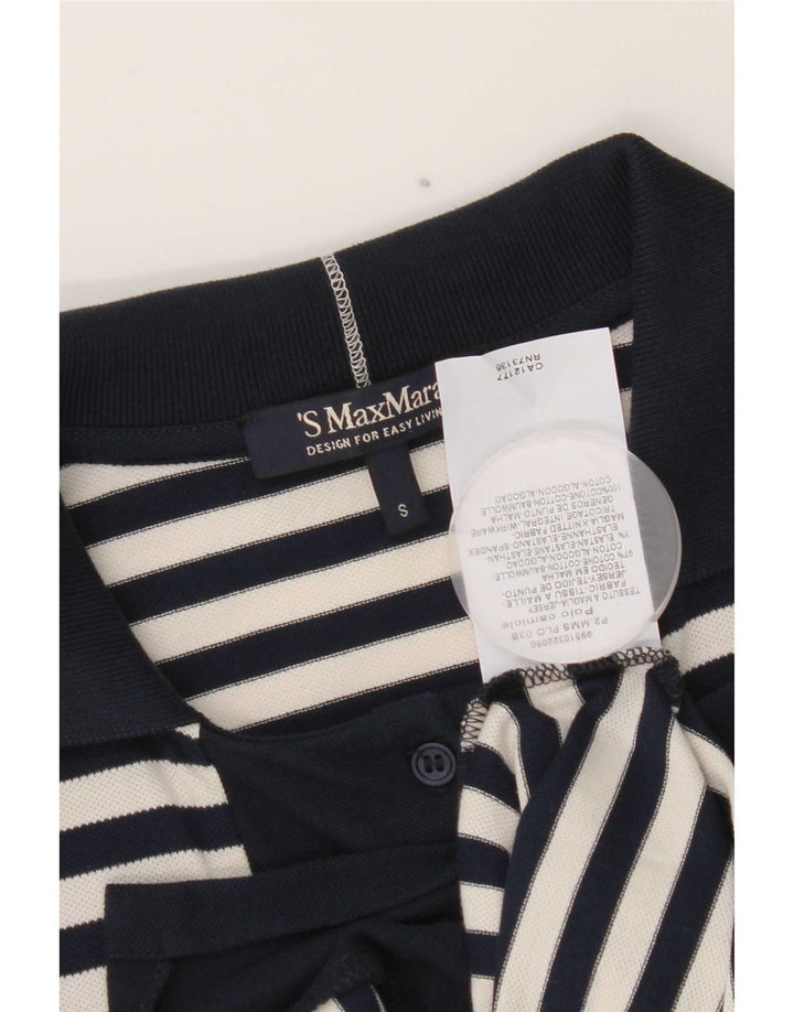 Max Mara Camicia Camicetta da donna UK 10 Piccola nautica a righe blu navy