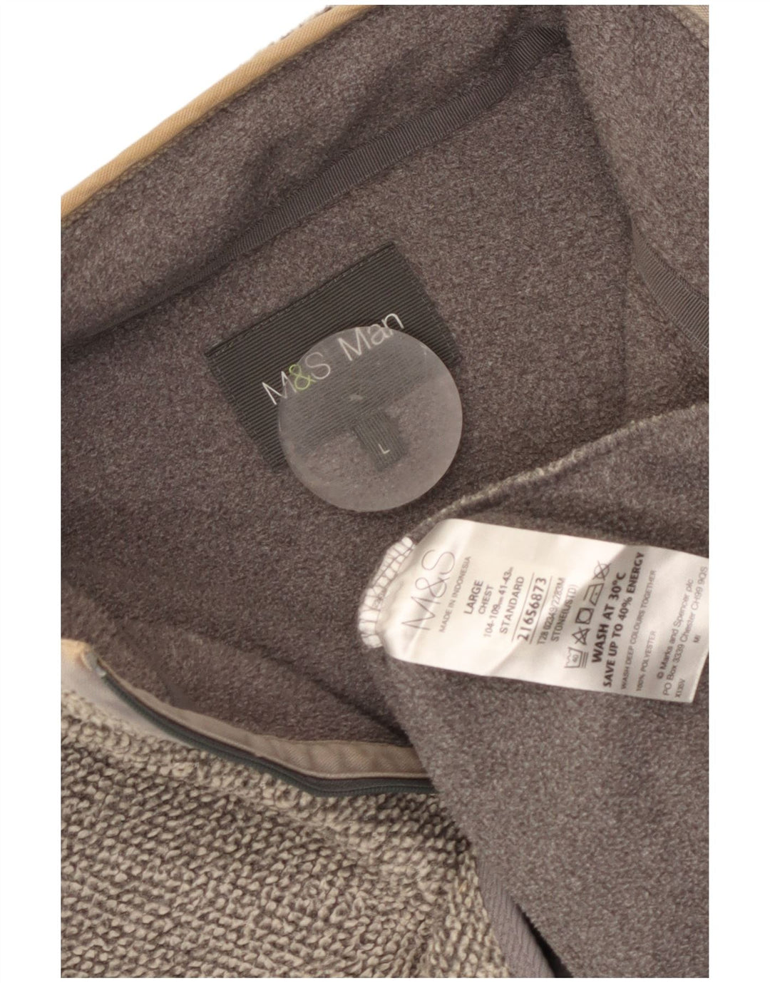 Marks & Spencer Felpa con collo con zip da uomo Maglione grande poliestere grigio